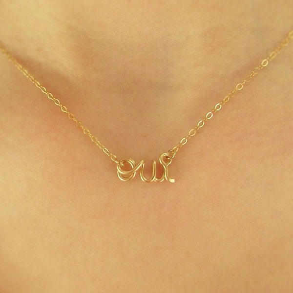 Oui Necklace 14k gold, Personalized Jewelry for French Women, Frenchie Gift