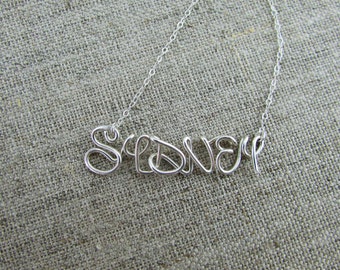 Disney Necklace with Custom Name, Disney Style Font, Sterling Silver or Gold, Wire Wrap Disney Name, Disney Gifts, Personalized Jewelry