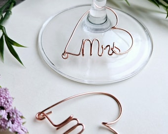 Wine glass charms, Mr and Mrs, Custom Wedding Table Decorations