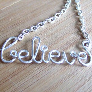 Believe Necklace, Silver Word Necklace, Customized Name Jewelry Gifts for Women image 2