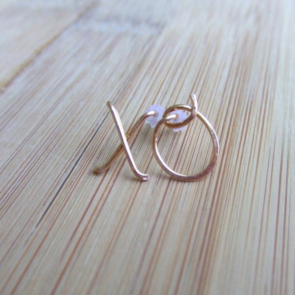 XO Earrings, Bride Earrings, Anniversary Gift for Wife, Cursive Earrings, Gold Silver Copper, Letter Earrings, XOXO