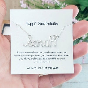 Wire Name Necklace, 8th Grade Graduation Gift for Girls, Personalized Jewelry Gift