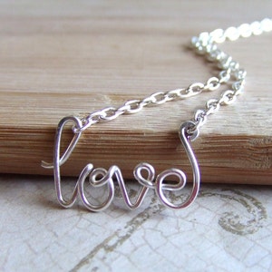 Love Necklace, Custom Word Jewelry, Anniversary Gift, Intention Necklace