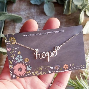 Hope Necklace, Custom Word Jewelry, Silver Wire Name Necklace, Intention Gift