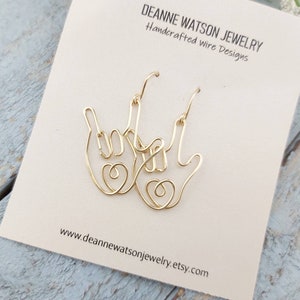 ASL Earrings, I Love You Earrings, ASL Jewelry, Anniversary Gift for Her