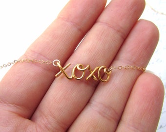 XOXO 14K Gold Fill, Valentine Pendant, Bridal Shower Gift, Personalized Gift Jewelry