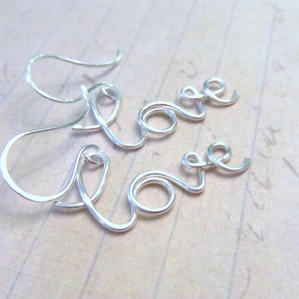 Love Earrings Or Any Custom Word, Earrings for Teens, Personalized with Name, Anniversary Gift for Girlfriend