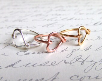 Dainty Heart Ring, Girlfriend Ring, Love Ring, Valentines Day Gift