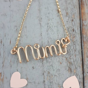 Custom Name Necklace 14k Gold, Mimi Jewelry, Grandmother Mother&#39;s Day Gift