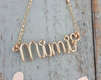 Custom Name Necklace 14k Gold, Mimi Jewelry, Grandmother Christmas Gifts