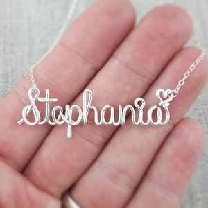 Name Necklace Wire Script, Personalized Jewelry, Birthday Girl Gift Ideas, Handmade
