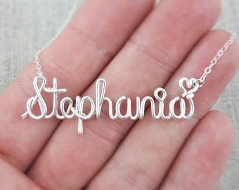 Wire Name Necklace, Personalized Jewelry Gift for Sweet 16