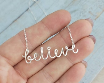 Believe Necklace, Custom Word Jewelry, Personalized Gifts for Her, 40th Birthday Gifts for Women, Motivational Gifts