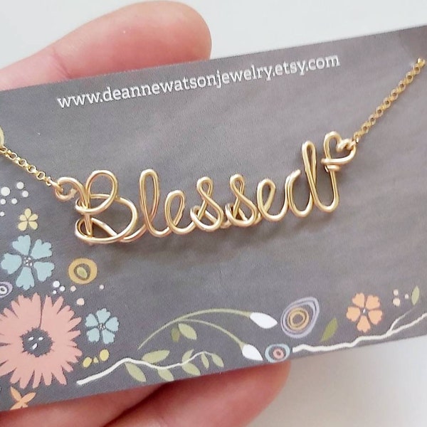 Blessed Necklace or Custom Word, Personalized Pendant