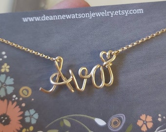 Custom Name Necklace, 14k Gold, Cursive Script Handwriting, Daughter, Granddaughter, Niece, Handmade, Personalized, Gifts for Her