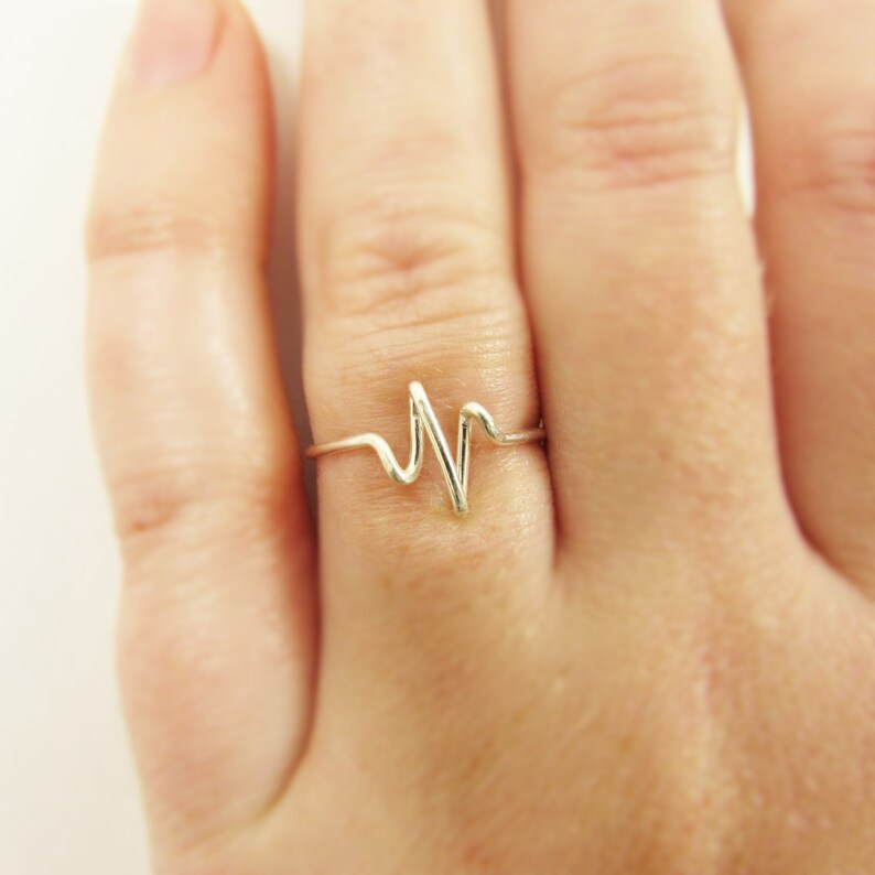 Wire Wrap Heartbeat Ring Handcrafted 14k Gold Silver or Rose image 2