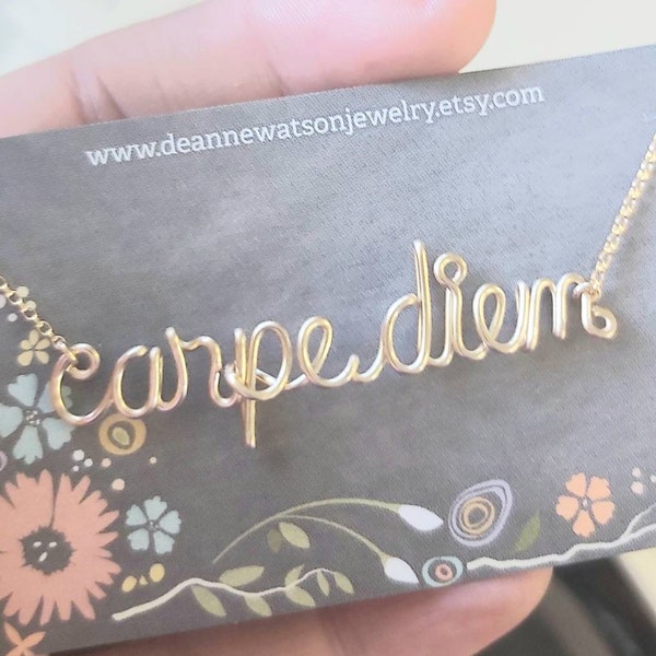 Carpe Diem Necklace, Set Your Intention, Custom Word Jewelry, Personalized Gifts for Women