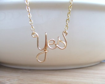 Yes Necklace or Any Word, One Little Word Necklace Up to 10 Letters, Word of the Year Necklace, Teen Jewelry Gifts