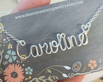 Wire Name Necklace, Personalized Jewelry Gift for Girls, Handmade Wire Name Jewelry