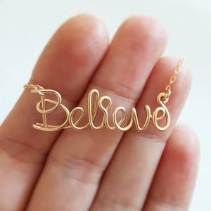 Believe Necklace, Silver Word Necklace, Customized Name Jewelry Gifts for Women image 4