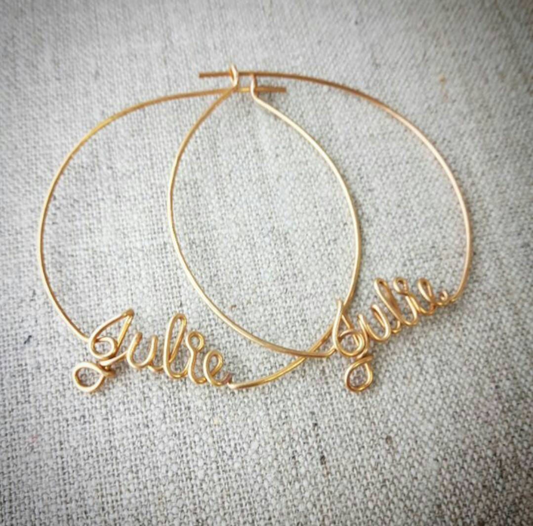 Hoop Earrings with Custom Names Personalized Name Jewelry Etsy