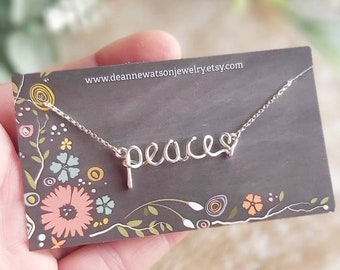 Peace Necklace, Custom Word Necklace, Personalized Jewelry Gifts, Yoga Gift ideas