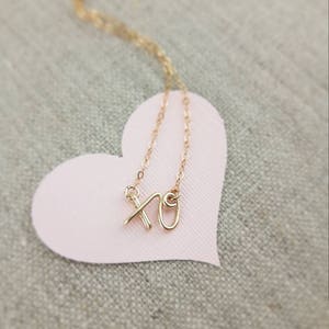 XO Necklace, Love Pendant Handcrafted for Bride to Be, Anniversary Wedding Engagement