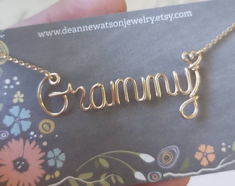 Grammy Name Necklace, Grandmother Gift, Personalized Jewelry for First Time Grandma