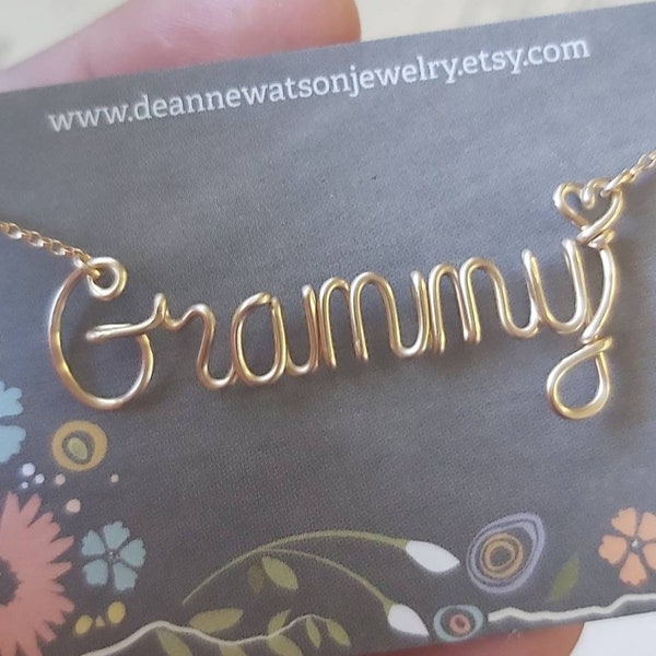 Grammy Name Necklace, Grandmother Gift, Personalized Jewelry for First Time Grandma