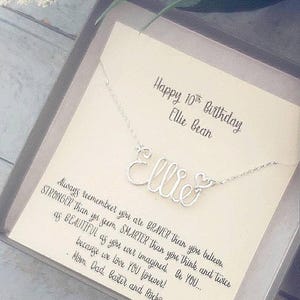 Collar con nombre personalizado, regalo de joyería personalizada, cumpleaños número 10 para niña, joyería Deanne Watson