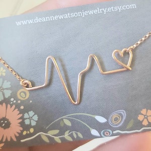 Dainty 14K Gold Fill Heartbeat Necklace: Valentine&#39;s Gift