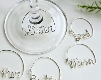 Wine glass charms, Custom Name, Bridal Shower Decor