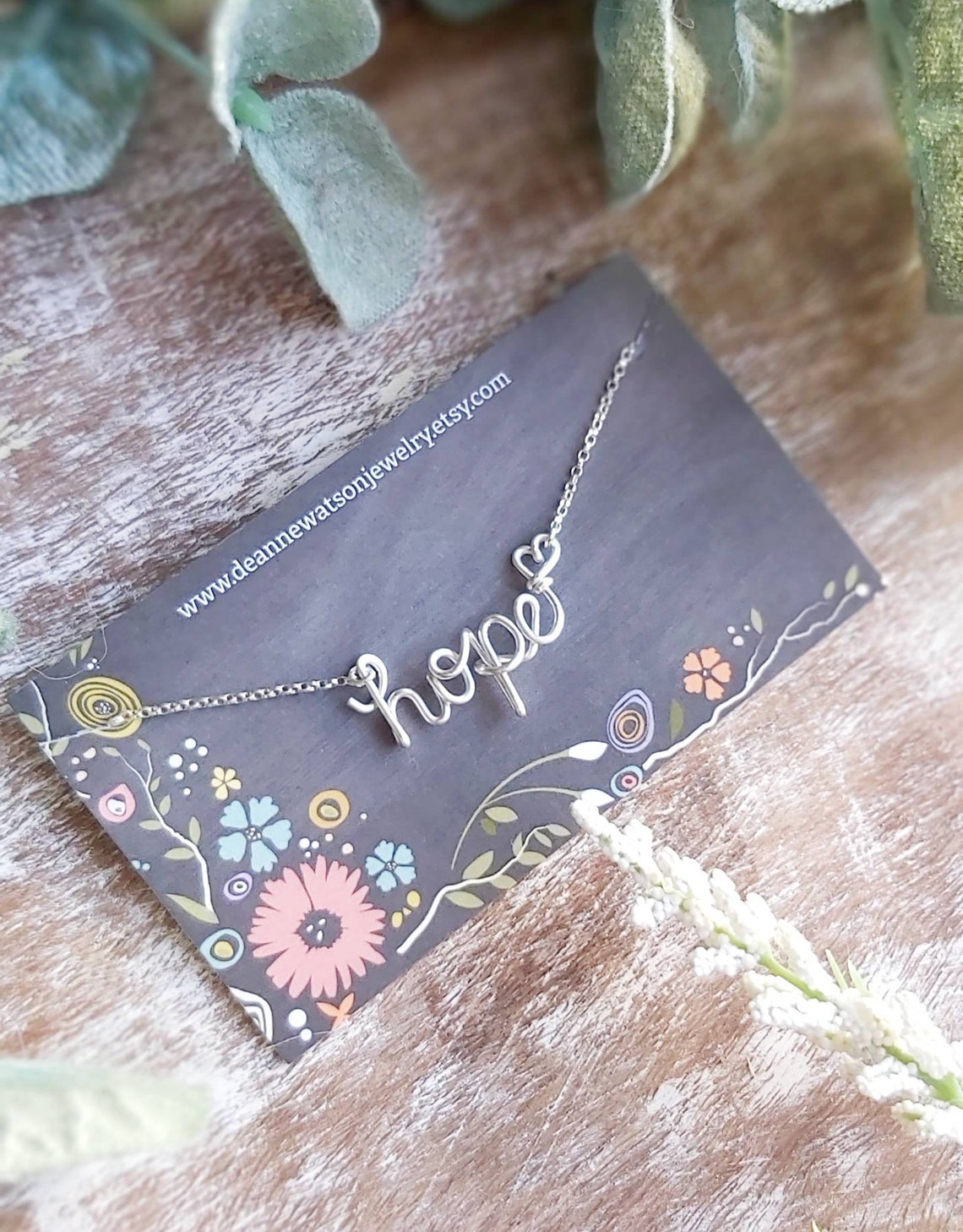 Hope Necklace Word Necklace Silver Wire Name Necklace - Etsy