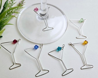 Wine Glass Charms, Martini Drink Markers, Housewarming Gift, Set of 6