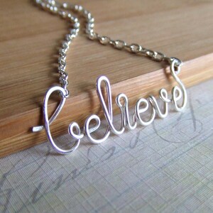 Believe Necklace, Silver Word Necklace, Customized Name Jewelry Gifts for Women image 3