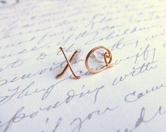 XO Earrings, Bride Earrings, 1st Anniversary Gift, Gifts Under 30, Personalized Gifts for Wife, Personalized Earrings