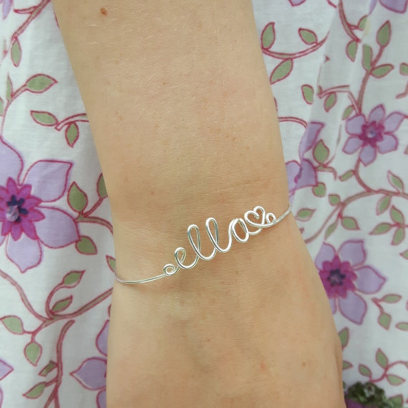Wire Name Bracelet, Personalized Teenage Girl Gifts, Wire Wrap Jewelry Gift Bild 4
