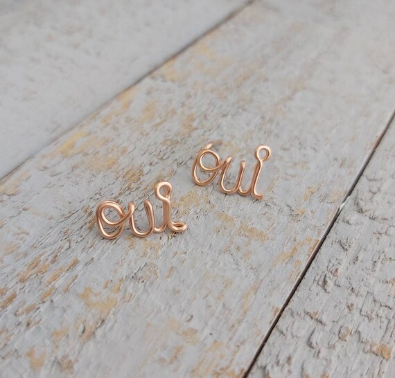 Oui Earrings, Custom Word, French Jewelry Gifts - Etsy 日本