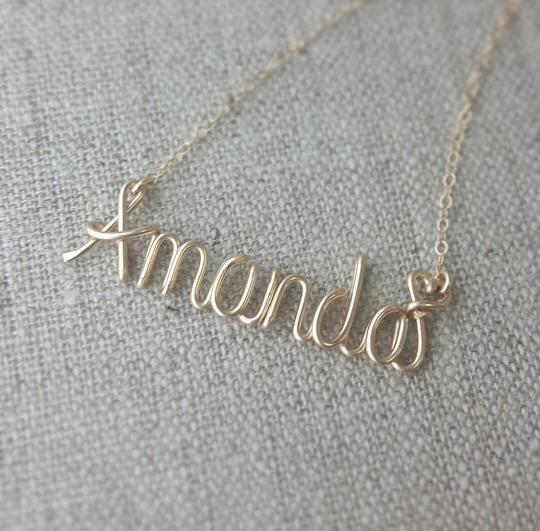 Name Necklace Cursive Name Necklace Personalized Necklace Etsy