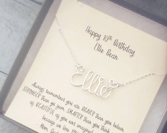 Wire Name Necklace, 10th Birthday Girl Gift, Personalized Handmade Deanne Watson Jewelry