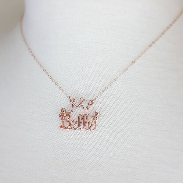 Crown Name Necklace, Child Name Necklace, Personalized Jewelry Gifts for Girls