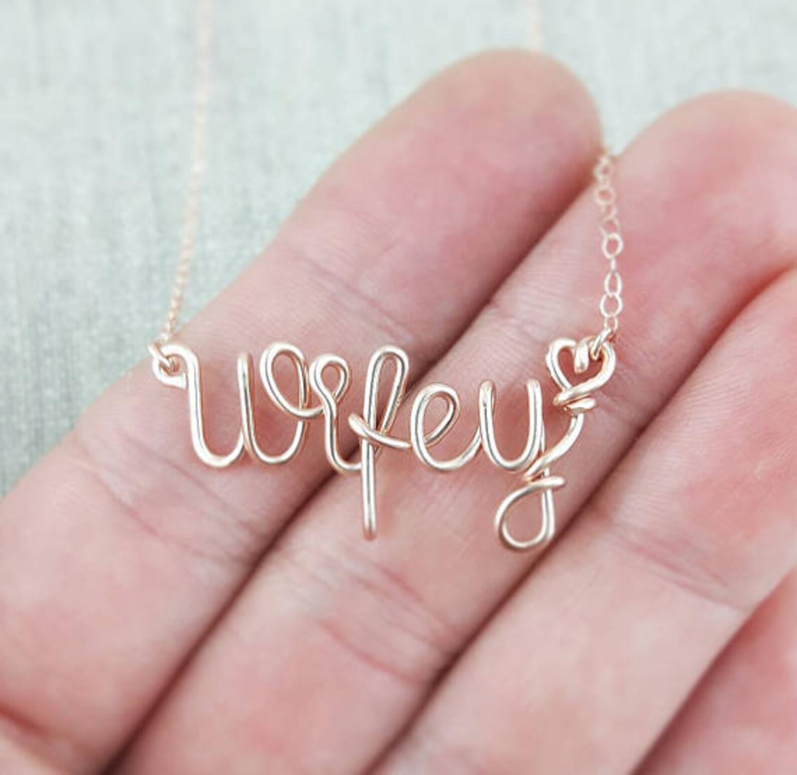 Mrs Necklace Cursive Name Necklace Wife Gifts Personalized Etsy
