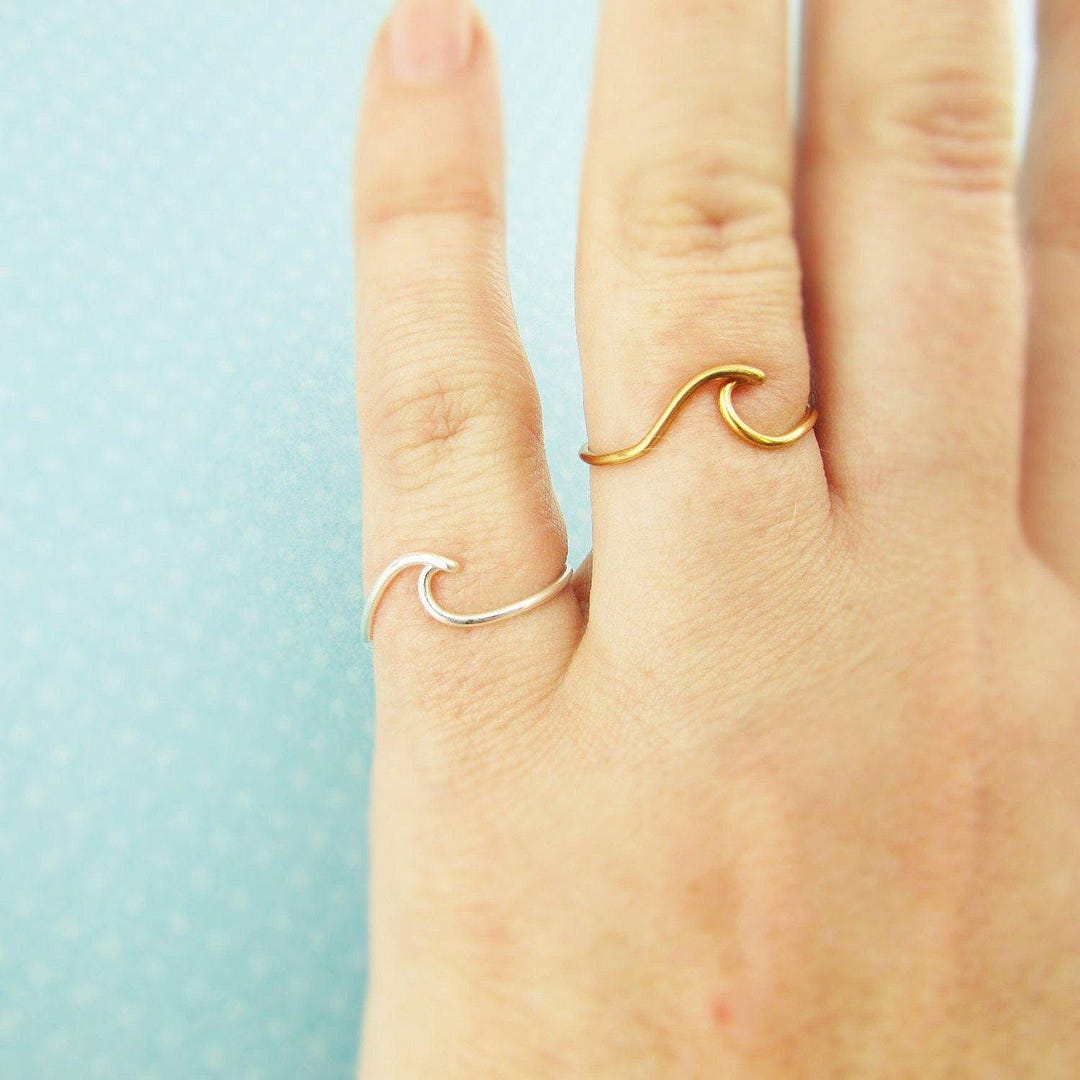 Ocean Wave Ring Gold Silver, Beach Theme Bridesmaid Jewelry - Etsy