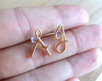 Initial Earrings 24K Gold Plated, Any Two Letters, Graduation Gift Ideas for Girls