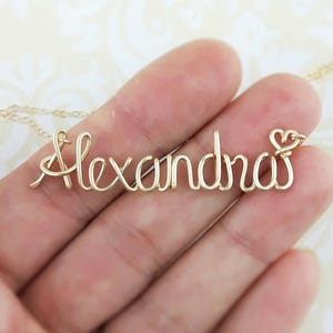Wire Name Necklace Gold, Personalized Gift for Girls, Graduation Anniversary Birthday