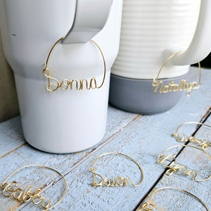 Tumbler Cup Charm, Custom Wire Name, Besties Gift