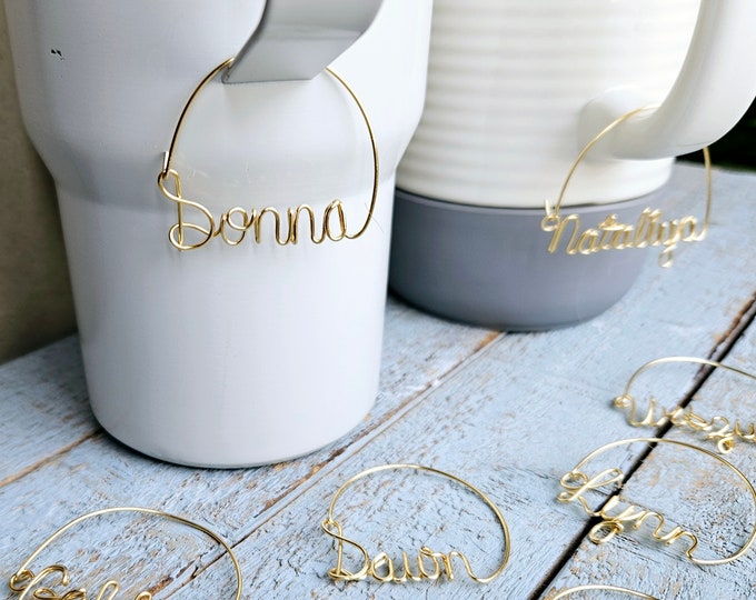 Tumbler Cup Charm, Custom Wire Name, Besties Gift