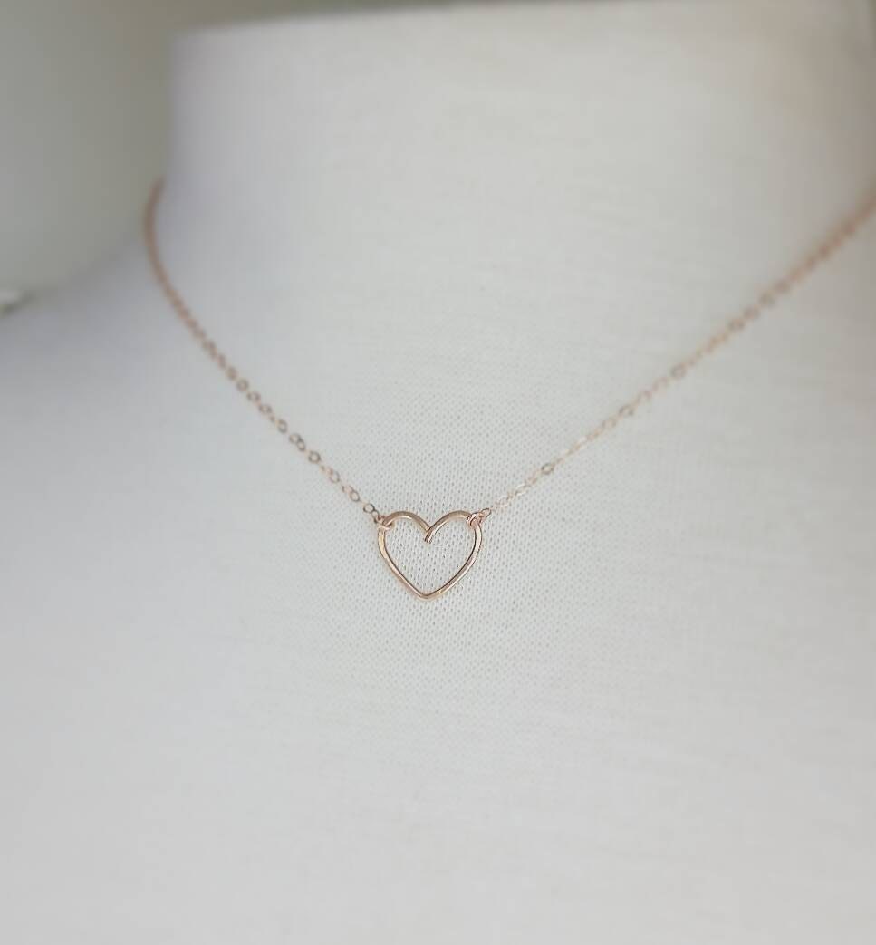 Bridesmaid Necklace Rose Gold Heart Pendant Bridesmaid Gift | Etsy