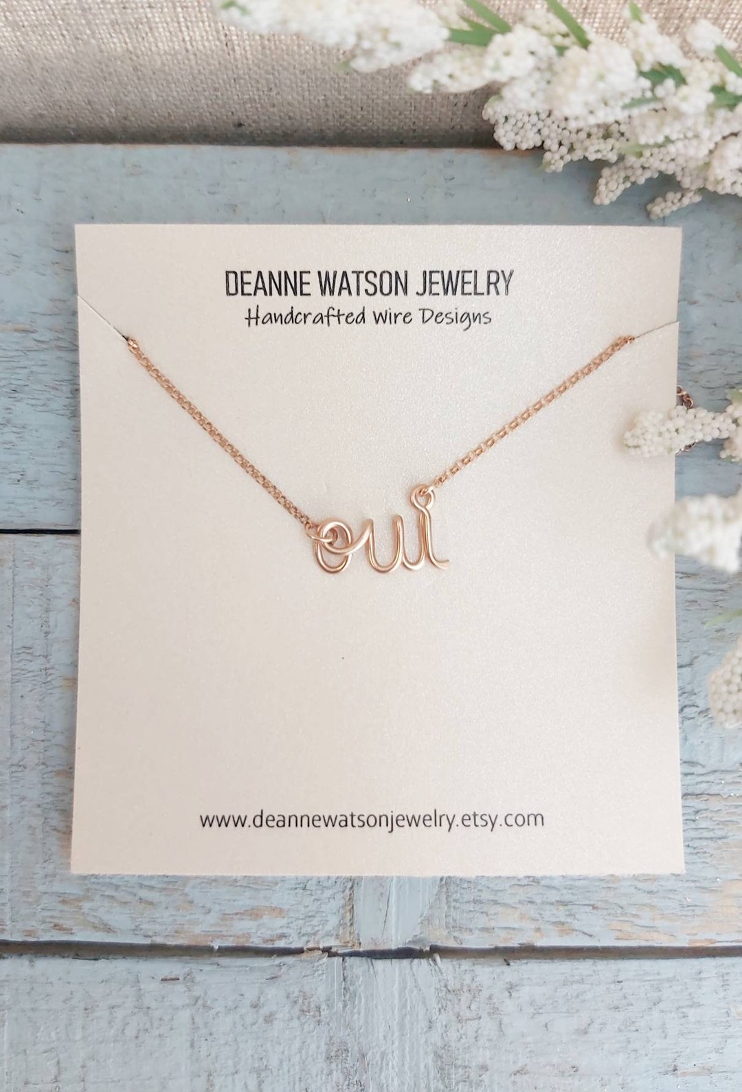 Oui Necklace Rose Gold Fill Custom Word Necklace Personalized Gifts for Women Wire Wrap Jewelry Valentine s Day Jewelry Gift for Her Etsy