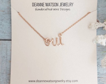 Oui Necklace, Custom Word Necklace, Personalized Gifts for Women, Wire Wrap Jewelry